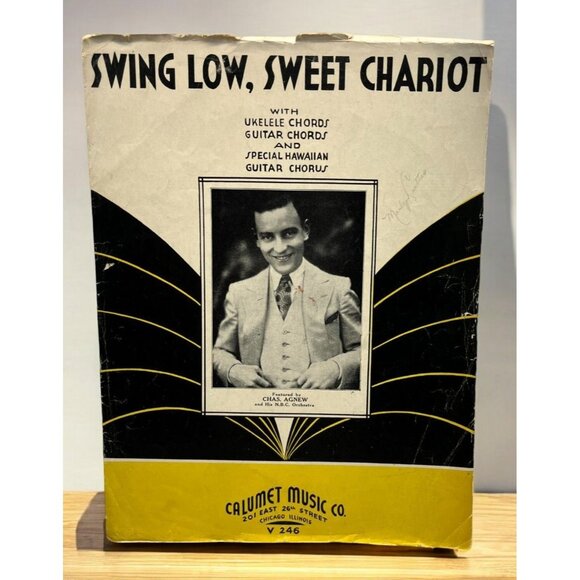 Swing Low Sweet Chariot Vintage Piano Sheet Music Chas Agnew Ukelele Guitar 30s - Picture 1 of 6